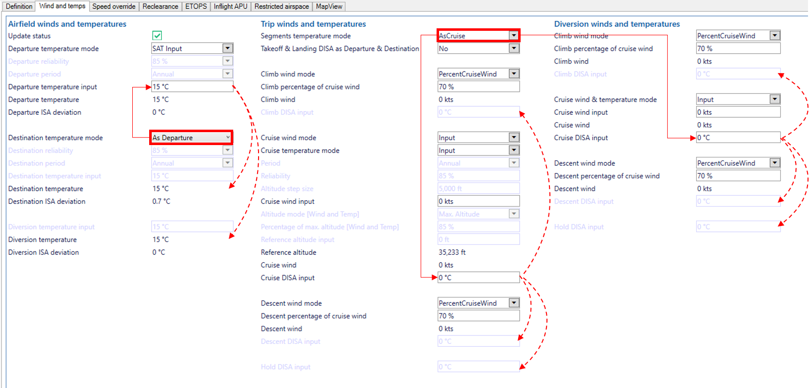 Paelab Mission Suite 7.3 Wind and Temp Modes